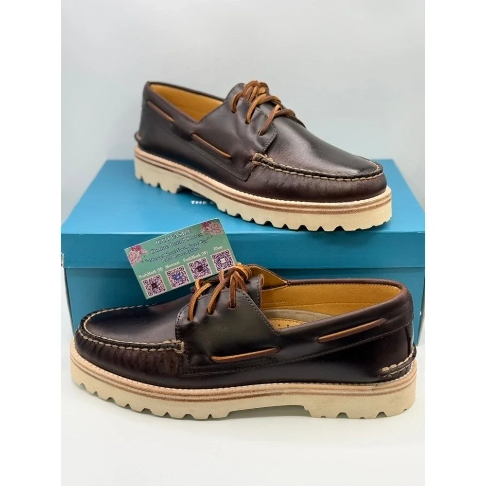 Sperry A/O 3-Eye Lug Brown Leather Boat Shoe Men's‎ NIB